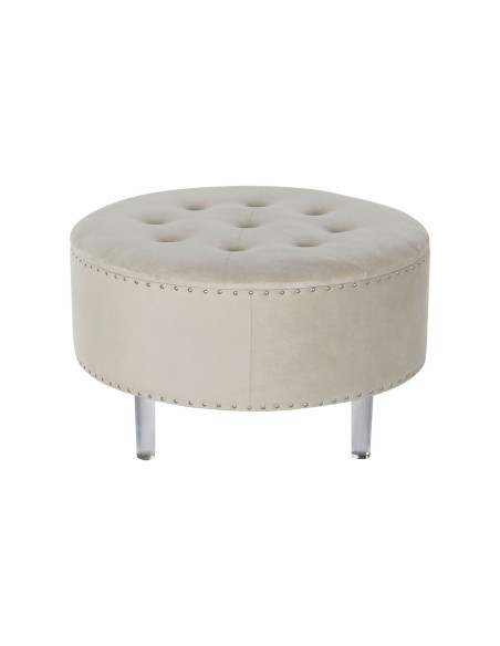 Banquette DKD Home Decor Beige Argenté Polyester Bois MDF 80 x 80 x 43 cm