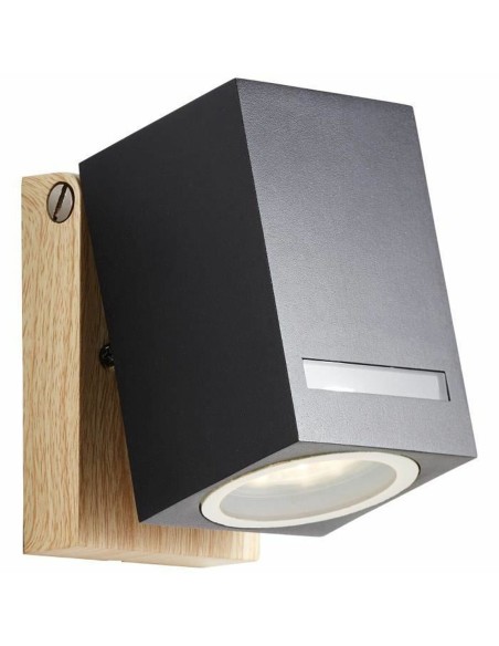 Applique Murale Brilliant Galeni Noir Naturel Métal Verre 20 W GU10