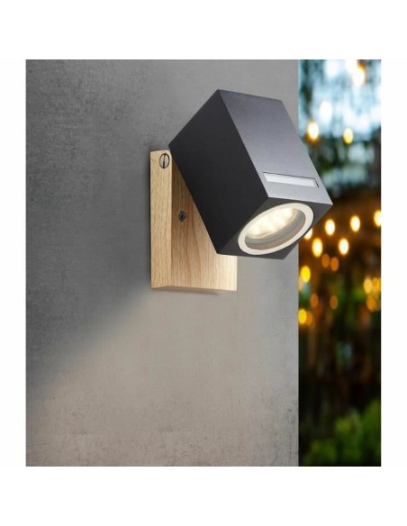 Applique Murale Brilliant Galeni Noir Naturel Métal Verre 20 W GU10
