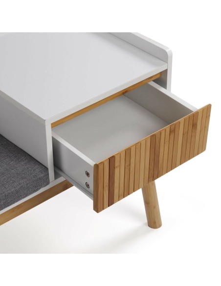 Banquette Versa Bambou Textile Bois MDF 40 x 55 x 100 cm