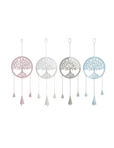 Décoration Suspendue DKD Home Decor Arbre Blanc Beige Gris Rose 15 x 3 x 44 cm (4 Unités)