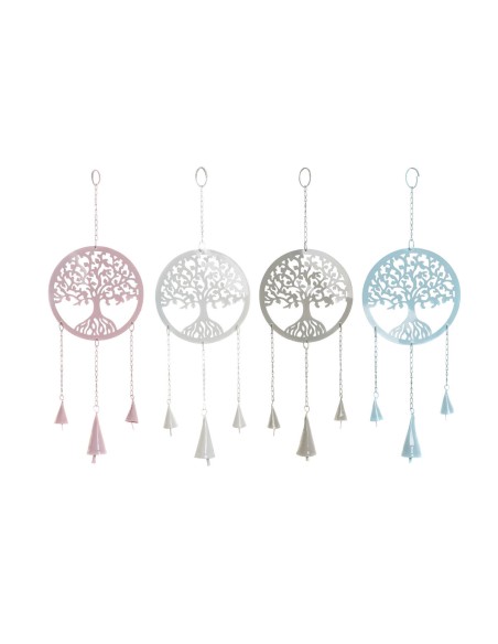 Décoration Suspendue DKD Home Decor Arbre Blanc Beige Gris Rose 15 x 3 x 44 cm (4 Unités)