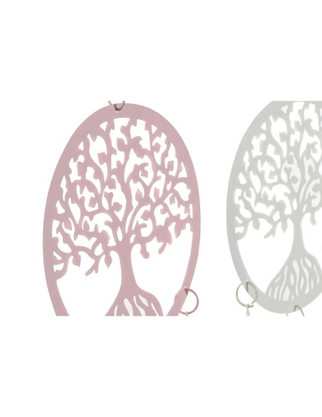 Décoration Suspendue DKD Home Decor Arbre Blanc Beige Gris Rose 15 x 3 x 44 cm (4 Unités)