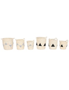 Lot de paniers Home ESPRIT Noir Gris Naturel Herbier marin Boho 33 x 33 x 40 cm (2 Unités)