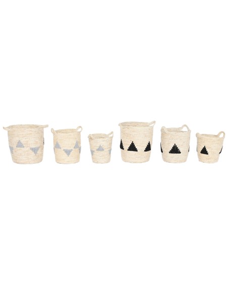 Lot de paniers Home ESPRIT Noir Gris Naturel Herbier marin Boho 33 x 33 x 40 cm (2 Unités)