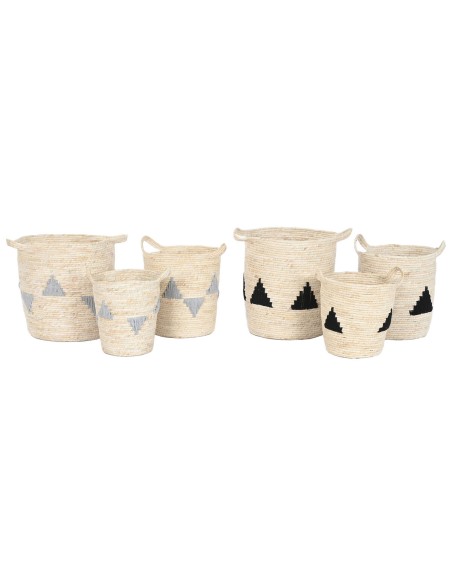 Lot de paniers Home ESPRIT Noir Gris Naturel Herbier marin Boho 33 x 33 x 40 cm (2 Unités)