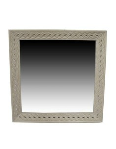Miroir mural Home ESPRIT Blanc Naturel Bois de manguier Romantique 92 x 6 x 92 cm