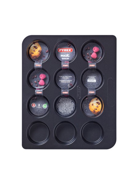 Moules à Muffins Pyrex Magic Noir 31 x 26 x 4 cm (6 Unités)