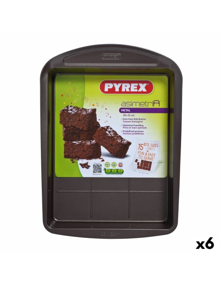 Moule rectangulaire Pyrex Asimetria Noir Métal 28 x 22 cm Rectangulaire (6 Unités)