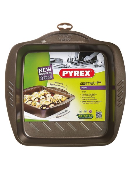 Moule pour four Pyrex Asimetria Carré Noir Métal 24 x 24 cm (6 Unités)