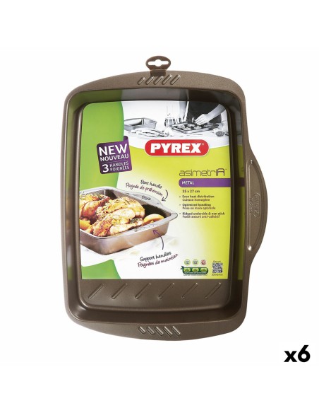 Moule rectangulaire Pyrex Asimetria Noir Métal 35 x 27 cm Rectangulaire (6 Unités)