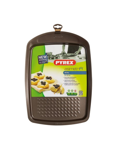 Moule pour four Pyrex Asimetria Rectangulaire Noir Métal 33 x 25 cm (6 Unités)