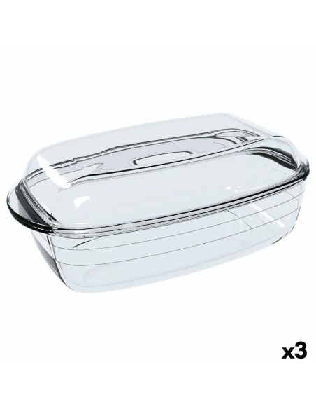 Moule pour four Ô Cuisine Rectangulaire Avec couvercle 37,5 x 22,5 x 10,6 cm Transparent (3 Unités)