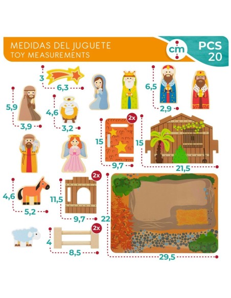 Crèche de Noël Woomax Bois 29,5 x 16,5 x 22 cm (20 Pièces) (6 Unités)