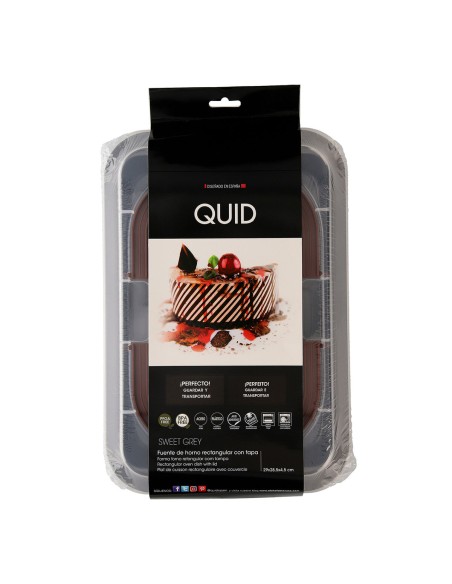 Moule pour four Quid Sweet Grey Noir Métal 36 x 23 x 4,5 cm Avec couvercle (4 Unités)