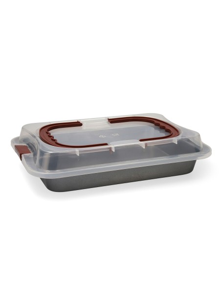 Moule pour four Quid Sweet Grey Noir Métal 36 x 23 x 4,5 cm Avec couvercle (4 Unités)