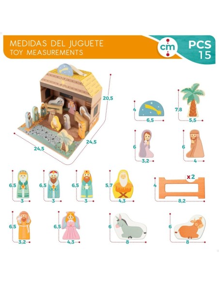 Crèche de Noël Woomax 24,5 x 20,5 x 24,5 cm (15 Pièces) (6 Unités)