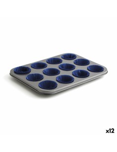 Moules à Muffins Quid Sweet Grey Noir 36 x 17 x 3 cm (12 Unités)