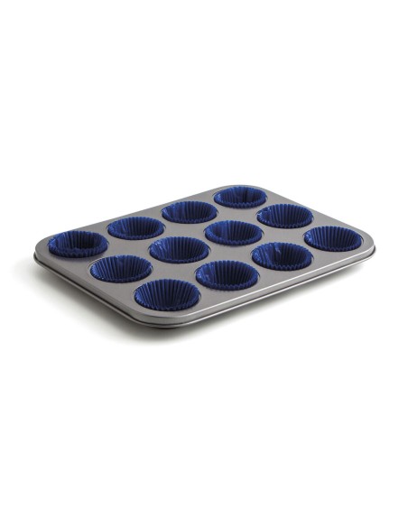 Moules à Muffins Quid Sweet Grey Noir 36 x 17 x 3 cm (12 Unités)