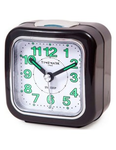 Réveil Analogique Timemark Noir Silencieux avec son Mode nuit (7.5 x 8 x 4.5 cm)