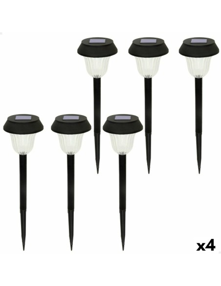 Set de bornes de jardin solaires Aktive 6 Pièces Acier inoxydable Plastique 10 x 38 x 10 cm (4 Unités)