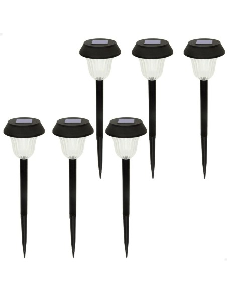 Set de bornes de jardin solaires Aktive 6 Pièces Acier inoxydable Plastique 10 x 38 x 10 cm (4 Unités)
