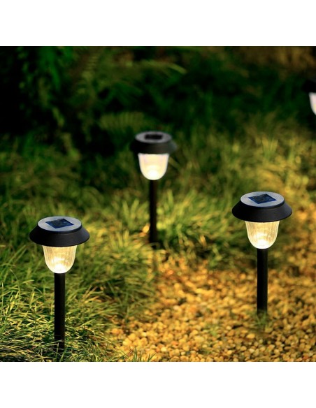 Set de bornes de jardin solaires Aktive 6 Pièces Acier inoxydable Plastique 10 x 38 x 10 cm (4 Unités)