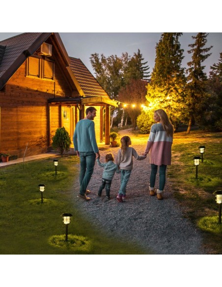 Set de bornes de jardin solaires Aktive 2 Pièces Acier inoxydable Plastique 13 x 55 x 13 cm (4 Unités)