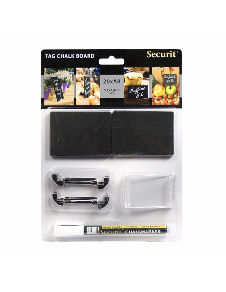 Ardoise Securit Avec support Lot 5,2 x 7,4 cm 20 Unités Noir