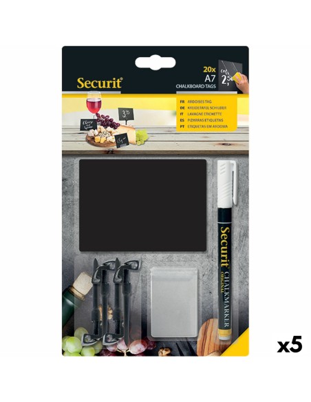 Ardoise Securit Avec support Lot 7,4 × 10,5 cm 20 Unités Noir