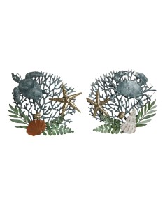 Décoration murale Home ESPRIT Bleu Doré méditerranéen 55 x 4 x 48 cm (2 Unités)