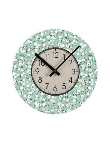 Horloge Murale Versa Fleurs Bois 4 x 30 x 30 cm