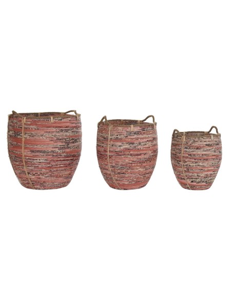 Set de basket DKD Home Decor Pêche Naturel Boho 52 x 52 x 58 cm