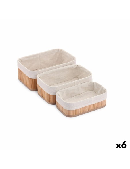 Lot de paniers Confortime Naturel Bambou (3 Pièces) (6 Unités)
