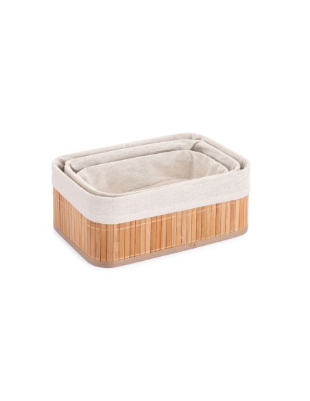 Lot de paniers Confortime Naturel Bambou (3 Pièces) (6 Unités)
