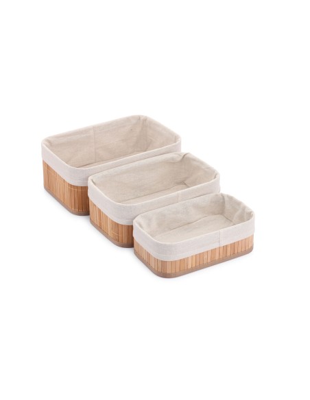 Lot de paniers Confortime Naturel Bambou (3 Pièces) (6 Unités)