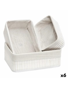 Lot de paniers Confortime Blanc Bambou (3 Pièces) (6 Unités)