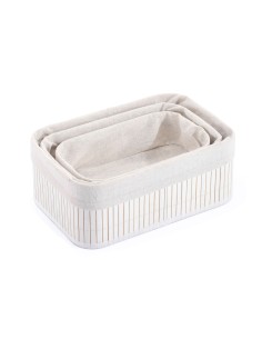 Lot de paniers Confortime Blanc Bambou (3 Pièces) (6 Unités) 2