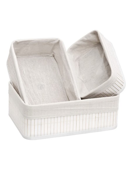 Lot de paniers Confortime Blanc Bambou (3 Pièces) (6 Unités)