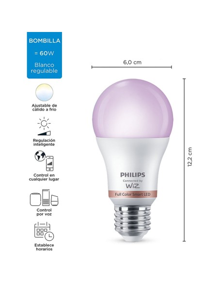 Ampoule à Puce Philips Wiz Full Colors F 8,5 W E27 806 lm (2200-6500 K)