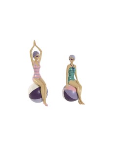 Figurine Décorative Home ESPRIT Turquoise Lila méditerranéen 12,5 x 9 x 26,5 cm (2 Unités)