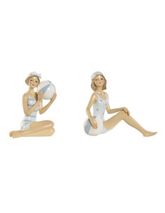 Figurine Décorative Home ESPRIT Blanc Bleu ciel méditerranéen 8 x 8 x 12,5 cm (2 Unités)