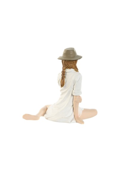 Figurine Décorative Home ESPRIT Blanc Beige Femme méditerranéen 9,5 x 7,5 x 13 cm (2 Unités)