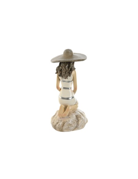 Figurine Décorative Home ESPRIT Blanc Beige Femme méditerranéen 12 x 8,5 x 20 cm (2 Unités)