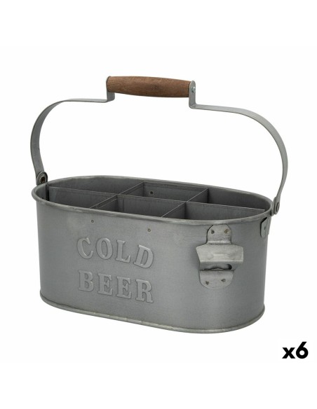 Panier décoratif Aktive acier galvanisé 35,5 x 16 x 19,5 cm Range Bouteilles (6 Unités)