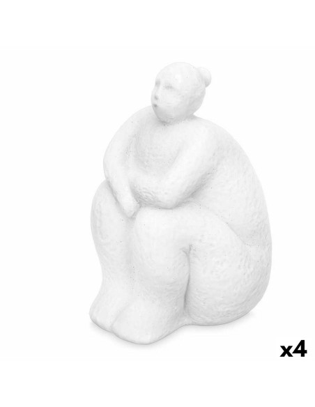 Figurine Décorative Blanc Dolomite 18 x 30 x 19 cm (4 Unités) Femme Assis