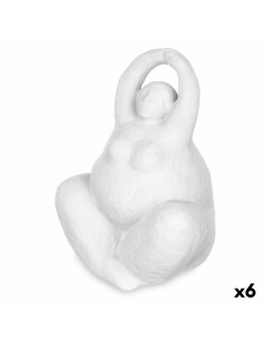 Figurine Décorative Blanc Dolomite 14 x 18 x 11 cm (6 Unités) Femme Yoga