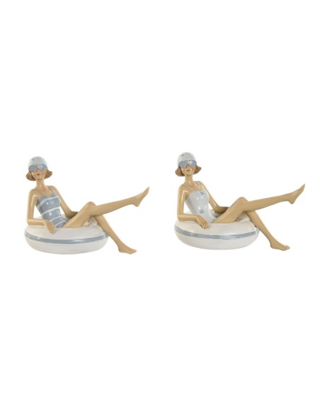 Figurine Décorative Home ESPRIT Blanc Bleu ciel méditerranéen 17,5 x 10 x 10,5 cm (2 Unités)