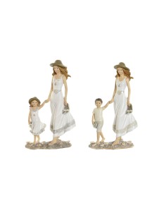 Figurine Décorative Home ESPRIT Blanc Beige 14,5 x 8 x 24,5 cm (2 Unités)