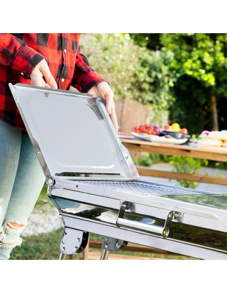 Barbecue au Charbon de Bois Pliable en Acier Inoxydable ExelQ InnovaGoods Acier inoxydable (Reconditionné B)